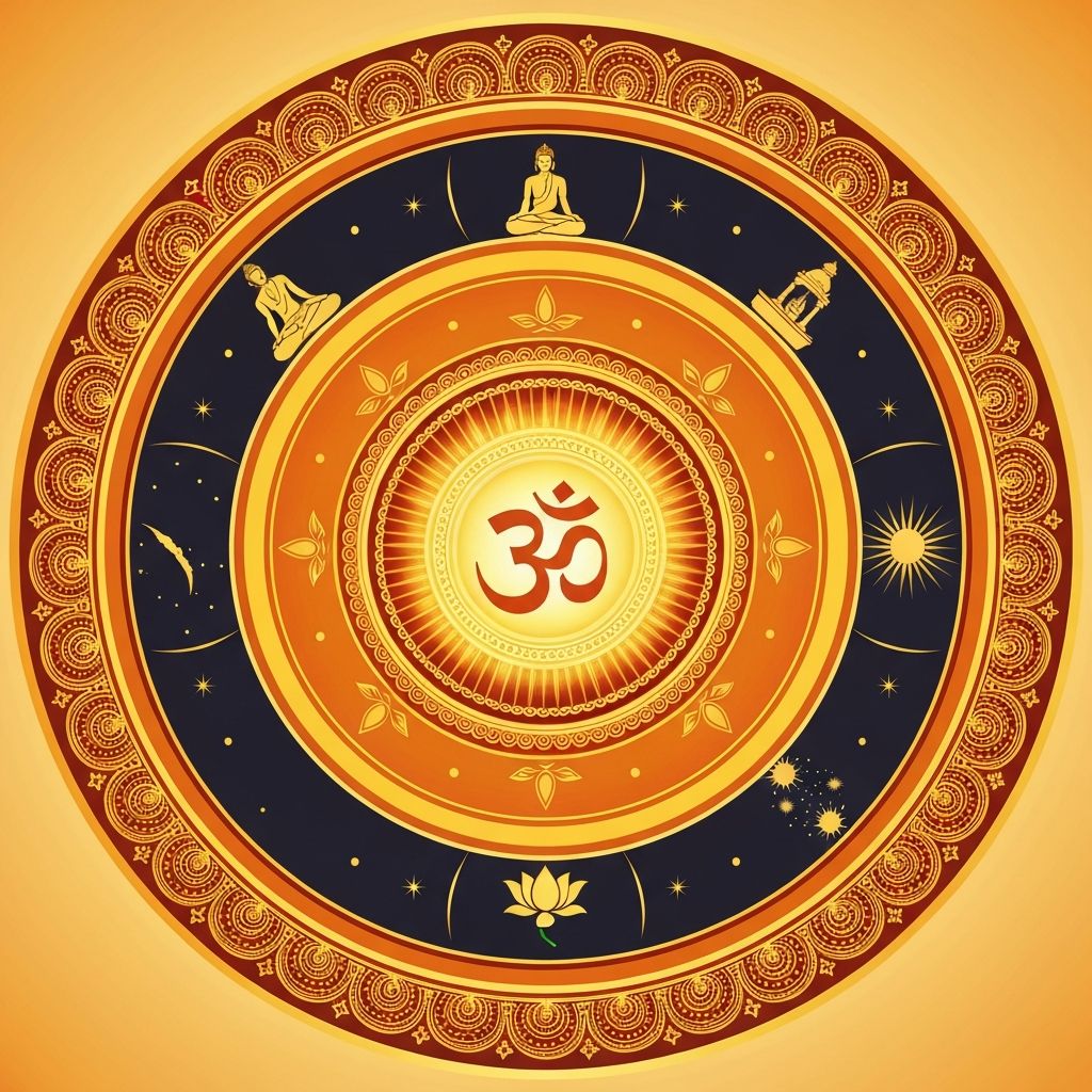 Sacred divine cycle mandala representing the spiritual transformation journey in Sanatan Dharma