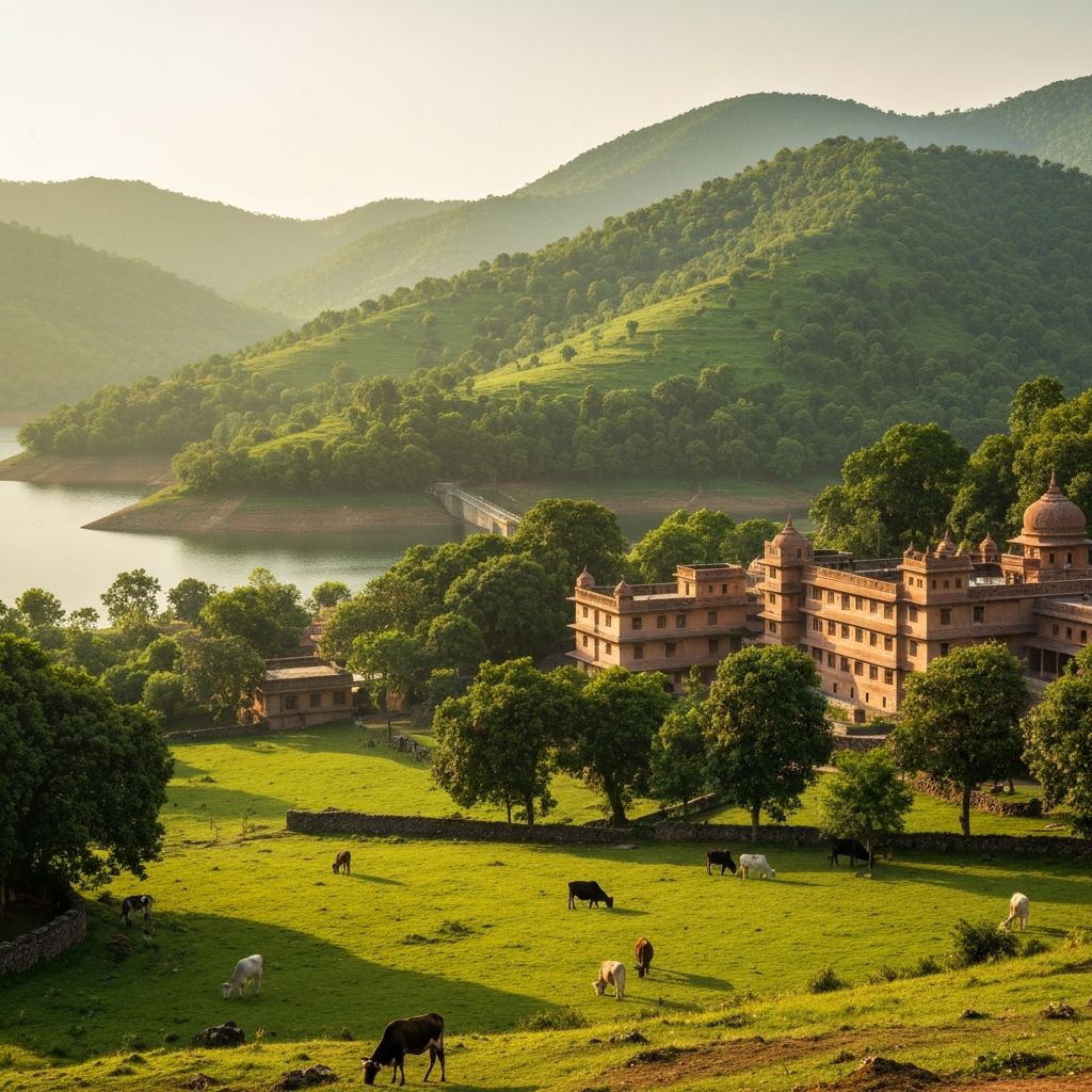 Kaimur Hills and Karamchat Dam, the serene setting of Pujya Shyamdas Maharaj Gurukul